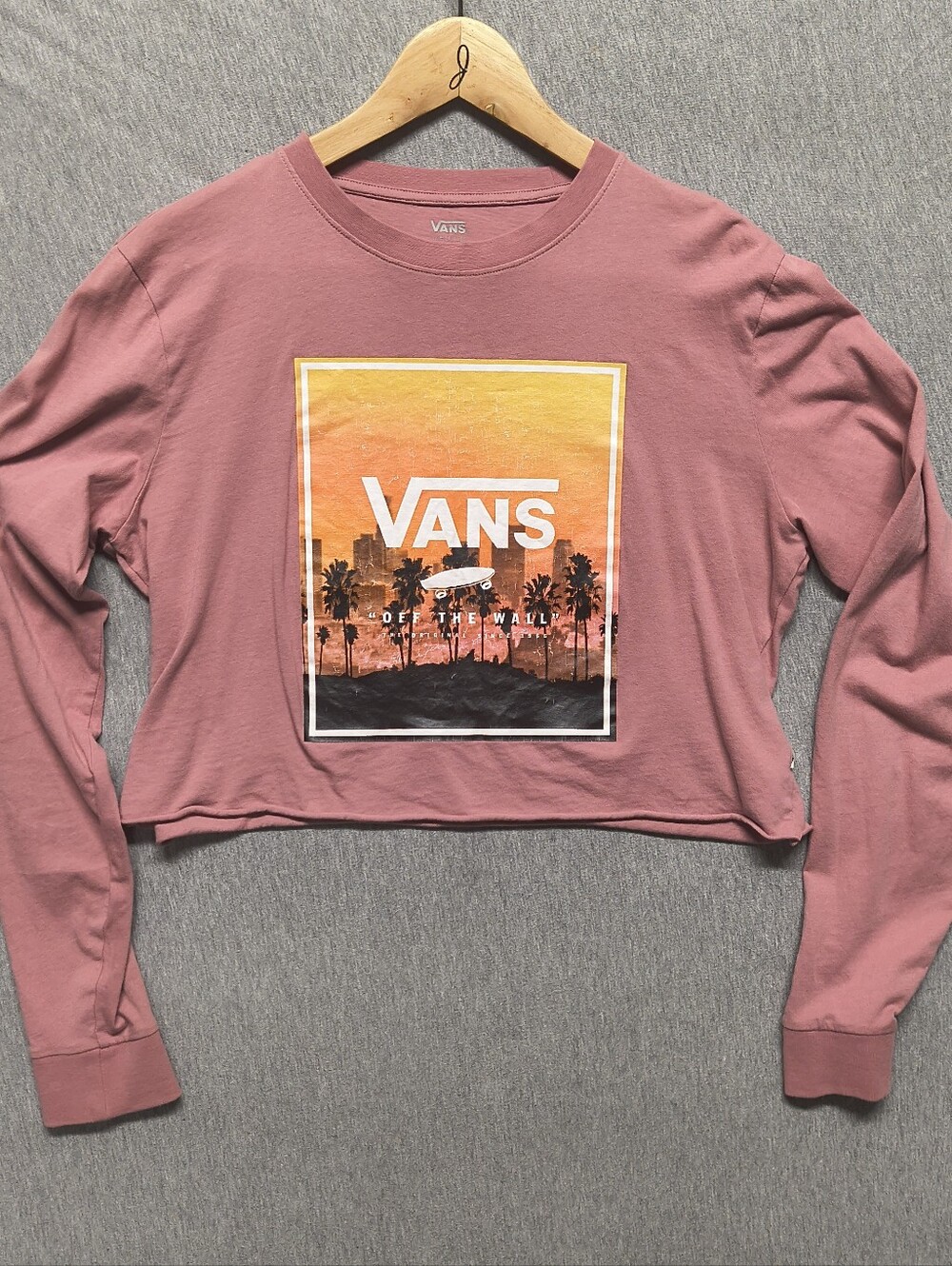 Vans Sunset Palm Graphic Cropped Tee – Pink (M)